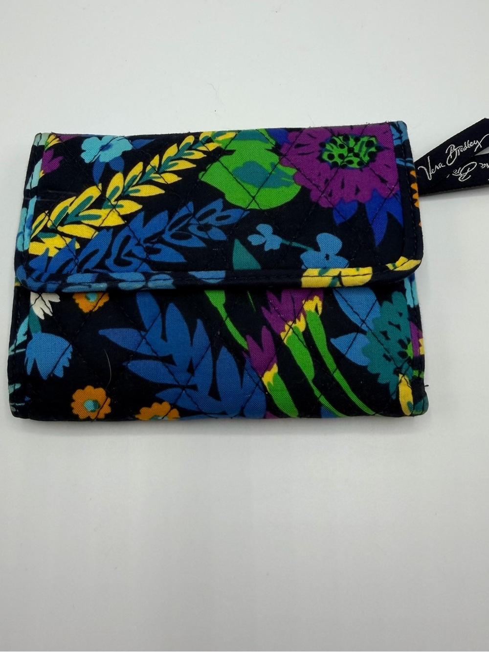 Vera Bradley Midnight Blues Trifold Snap Wallet Quilted Floral NWOT